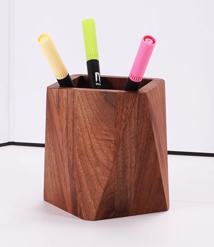 Black Walnut Wood Pen Holder for Desk - Luxury Geometric Office Organizer - Image 7