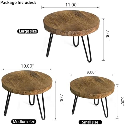 Plant Stand Indoor Outdoor, Wooden plant Stool, Mid Century Plant Stand for Indoor Plants, Wood Modern Plant Holder Rattan Flower, Low Short Boho Rustic Planter Stand Fit 5-15 Inch Pot(S,M,L) 3Pack - Image 2