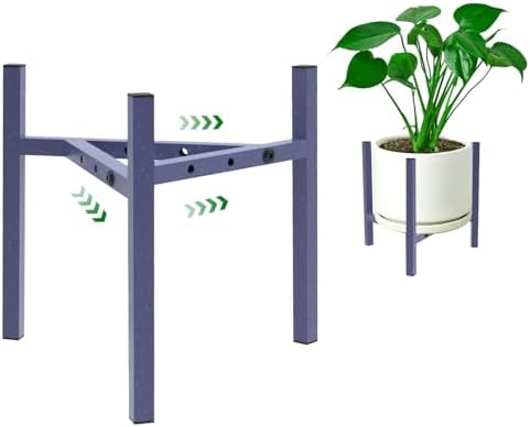 Aripark Plant Stand Indoor Adjustable, Metal Modern Plant Stands Small, Heavy Duty Stable Plant Pot Flower Holder Outdoor Corner, Fit 8 9 10 11 12 inch Pots, Sparkling Blue (Pot & Plant Not Included) by Airpark