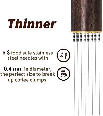 Espresso Coffee Stirrer 8 Needles 0.4mm Espresso Distribution Tools, Natural Wood Handle and Stand - Image 6