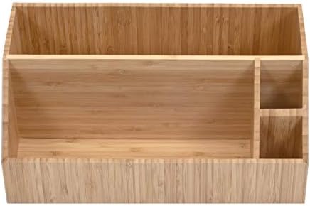 MobileVision Bamboo Desktop All-In-One Organizer for File Folders, Notepads, Pens, Stationary Items, Small Electronics and more - Image 2