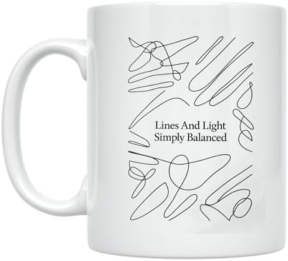 Minimalist Art Coffee Mug - Lines And Light Simply Balanced - 11 oz White Ceramic - Serene Aesthetic by Unknown