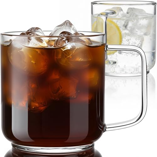 Aquach 22oz Glass Mugs Set of 2, Extra-Large Borosilicate Coffee Tea Cups by Aquach