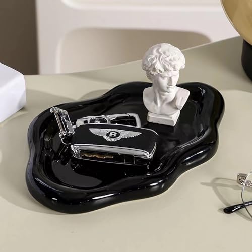 Ceramic Jewelry Tray Dish for Ring Key Trinket, Cute Cloud Shape Decorative Jewelry Plate Holder for Women Gift (Black) - Image 2