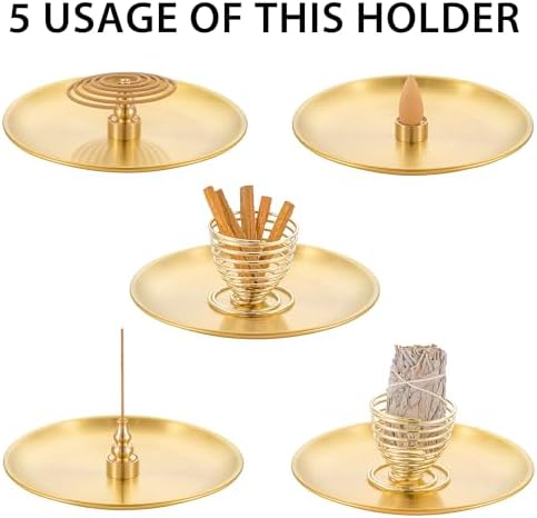 4 in 1 Brass Gourd Incense Burner Sticks Cones Coils Ash Catcher Home Decor - Image 7