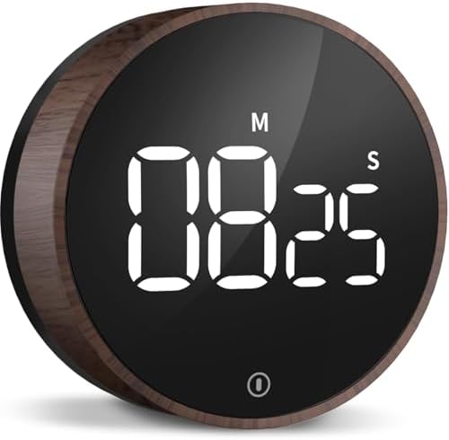 Digital Magnetic Kitchen Timer & Stopwatch with LED Display, Woodgrain by Home