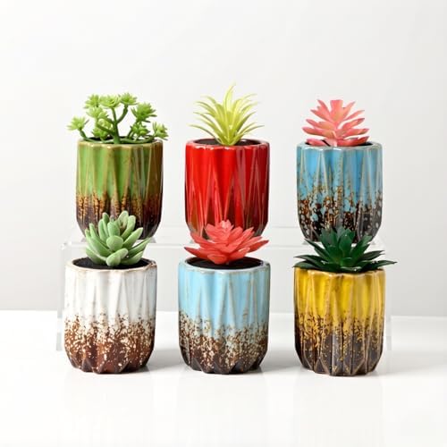Modern Textured Ceramic Succulent Planter Pot – (No Plant Included) – Perfect for Small Plants, Cacti & Desk Decor – Lightweight & Durable (Red) - Image 3