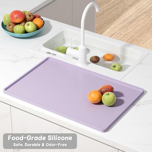 Rnivvi Silicone Coffee Mat, 12" x 19" Waterproof Raised Edge Coffee Bar Mats for Espresso Machine Station Accessories, Heat Resistant Dish Drying Pad for Kitchen Counter, Rubber Bar Decor Pad, Purple - Image 6