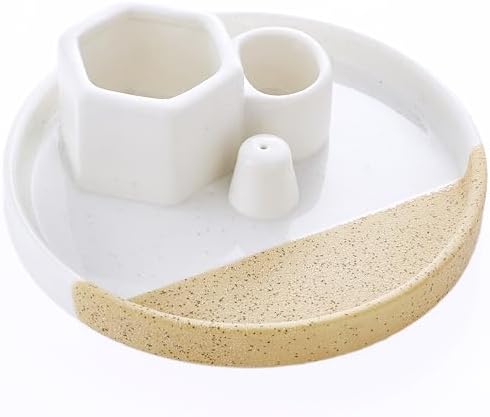 4 in 1 Incense Holder, 5.6" Ceramic Smudge Tray, Sage Holder, Palo Santo Holder, Incense Holder for Sticks, Smudging Burner, Ideal for Smudging Meditation Yoga Room, Simple, Sturdy - Image 4