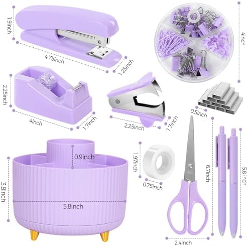 SKYDUE Purple Office Supplies Set with Pencil Holder for Desk,11 PCS - Image 6