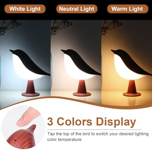 VoMii Bird Desk Lamp Set of 2, Small Table Lamp Cordless Touch Dimmable Night Light with 3 Color Temperature, Rechargeable Decorative Lamps for Bedroom Bedside Nightstand, Desk Decor, Bird Gifts - Image 3