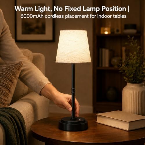 Rechargeable Cordless Table Lamp, Battery Operated Bedside Lamp, Black - Image 2