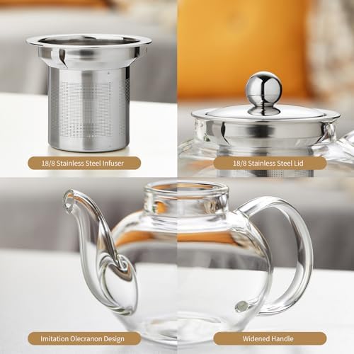 DOPUDO Small Glass Teapot with Infuser, 18 oz 530ml Borosilicate Tea Kettle - Image 5