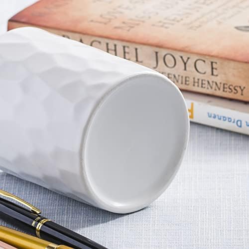 Ceramic Aesthetic Pen Holder for Desk Cute White Pencil Holder Cup Pot Desk Organizer Office Supplies - Stylish Office Decor, Makeup Brush Holder,Toothbrush Holder (White) - Image 5