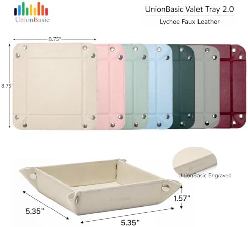UnionBasic Small Jewelry Tray for Rings Watches Earrings, Entryway Catchall Caddy for Coins Keys Change, Nightstand Bedside Valet Holder, Trays for Electronic Gadgets, Lychee Lunar Rock - Image 6