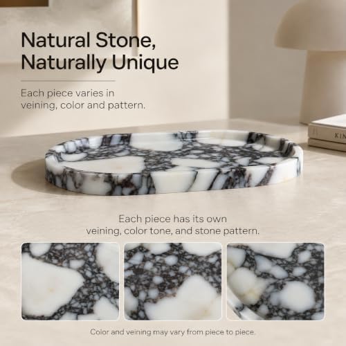 Oval Stone Vanity Tray for Perfume and Jewelry, 9.84 in - Image 5