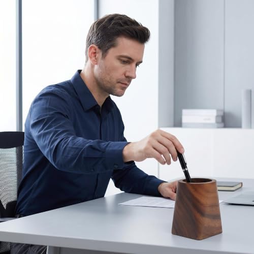 Walnut Wood Pen Holder, Office Desk Pencil Holder - Image 2