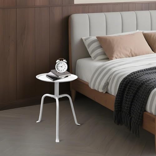 Plant Stand Indoor Outdoor, 11'' Round Black Mid Century Single Plant Table, 3-Leg Small Metal Plant Holders Flower Pot Stand, Modern Round Small Side End Table with Raised Design (White) - Image 6