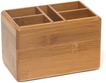 Lipper International 1802 Bamboo Wood 5-Compartment Office and Home Organization Caddy, 6 1/2" x 4" x 4 1/4" by LipperInternational