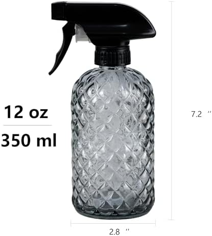 12Oz Glass Plant Spray Bottle with Black Plastic Top Pump - Image 3