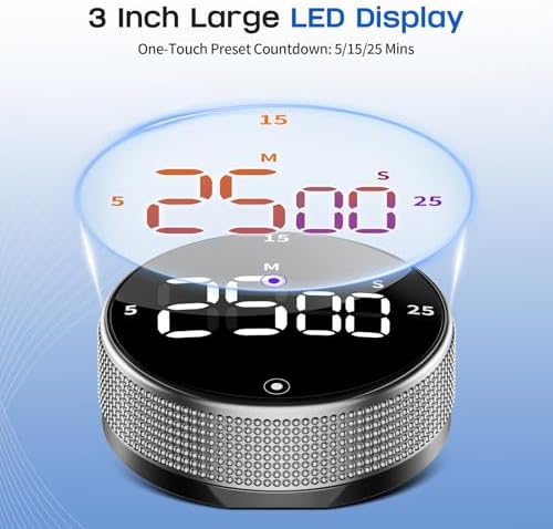 Seniny Digital Kitchen Timer, Magnetic Visual Timer with Large LED Display - Image 4
