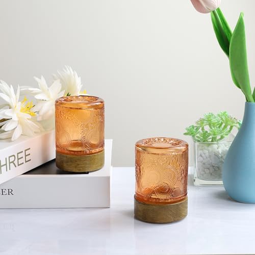 Mini Soft Warm Light Lamp Battery Operated Portable Night Light with Timer, Small Glass Vintage Dim Sleep Nightlights, Battery Powered Wireless Night Lights for Adults, Copper - Image 6