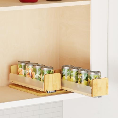 SpaceAid Bamboo Pull Out Spice Rack Organizer for Cabinet, Heavy Duty Slide Out Seasoning Kitchen Pantry Sliding Vertical Organization, 7.3" Wide, 2 Drawers(3" Wide), 1-Tier, Natural by SpaceAid