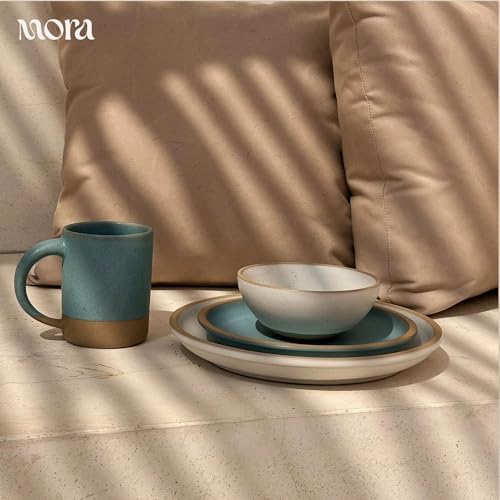 MORA Medium Mugs Set of 4, 16oz Ceramic Pottery Latte Mugs/Coffee Cups - Microwave and Dishwasher Safe - Iris - Image 7