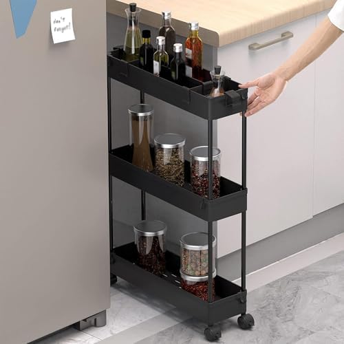 2 Pack 3 Tier Slim Storage Cart, Bathroom Rolling Utility Organizer - Image 4
