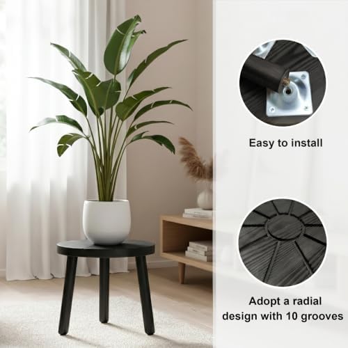 Delma Wood Plant Stands 3-Pack Indoor, Plant Stool, Black - Image 4