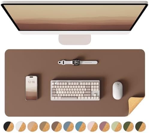 YSAGi Double-Sided Cork PU Leather Waterproof Desk Pad Protector for Office by YSAGi
