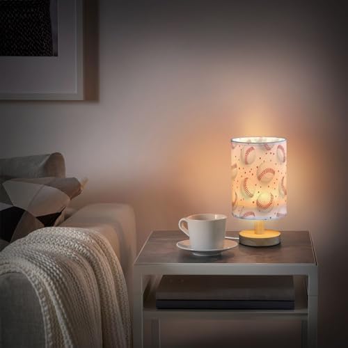 ALAZA Baseball Sports White Bedside Table Lamp for Bedroom Girls Boys Nightstand Lamps with USB Port LED Bulb Wood Base Desk Living Room Decor Gifts - Image 2