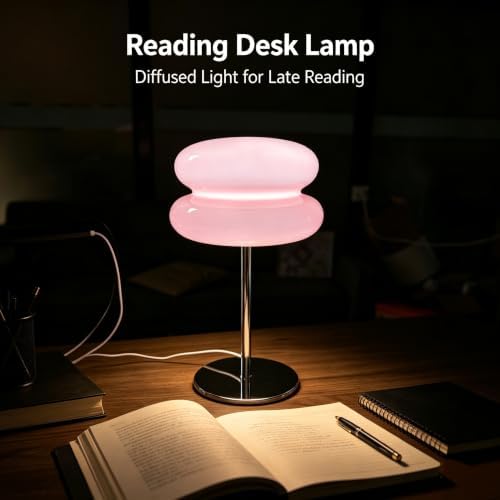 taotanra- Mushroom Bedside Table Lamp, Mid-Century Modern Bedroom Table Lamp, Retro Dimmable Bedside Lamp, Cute and Cool Home Decor (Pink) - Image 3