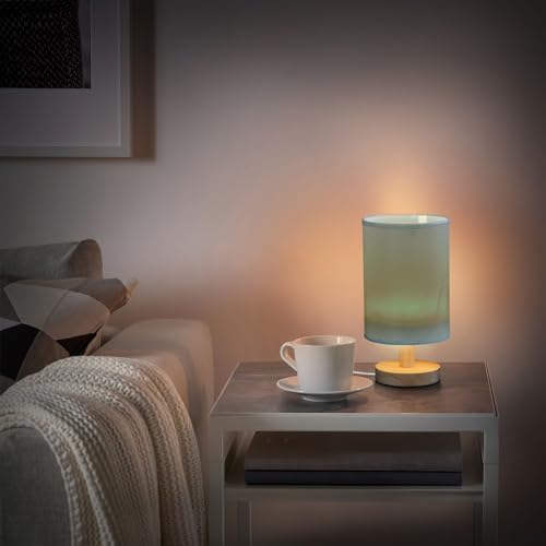 DOMIKING Teal Print Bedside Table Lamp for Bedroom Small Lamps for Nightstand Lamp with Wood Base Reading Desk Lamp for Living Room Home Office Kids Room - Image 6