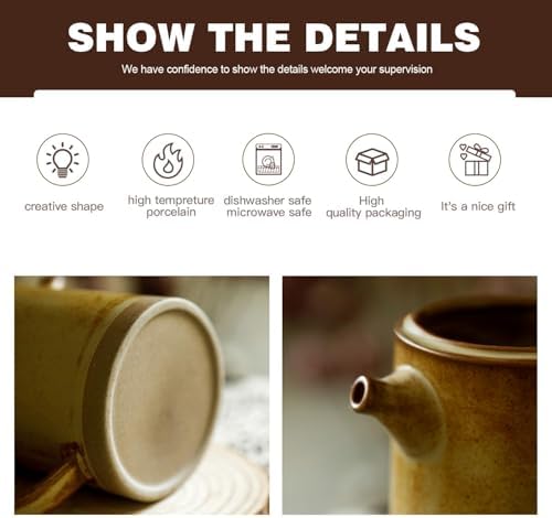 DIF DECO Pour Over Coffee Maker Set Vintage Ceramic Pour Over Coffee Dripper Set with 20 Count Paper Coffee Filters,for Home Café Restaurant Camping,15.8 Ounces(Yellow) - Image 4