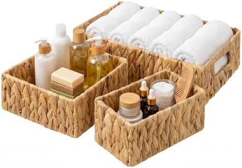 GRANNY SAYS Wicker Baskets for Shelves, Large Water Hyacinth Baskets by GRANNYSAYS