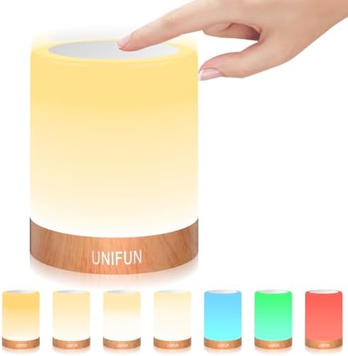 UNIFUN Bedside Touch Lamp Rechargeable Dimmable RGB LED Table Night Light by UNIFUN