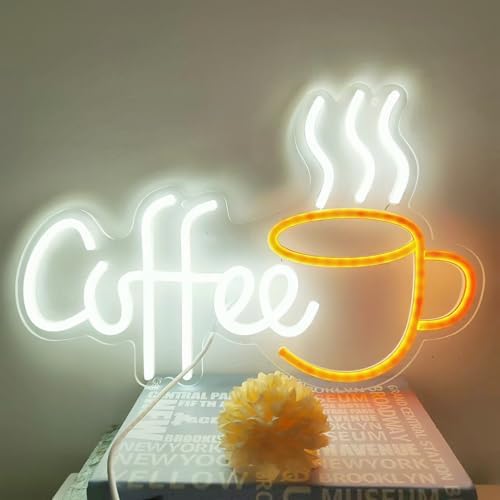 Coffee Bar Sign Wall Decor,LED Coffee Neon Light up Signs for Coffee Station Decor,Coffee Decorations for Coffee Bar Kitchen Decor Accessories,with Dimmable Switch and Hanging Chain,5V USB Powered - Image 3