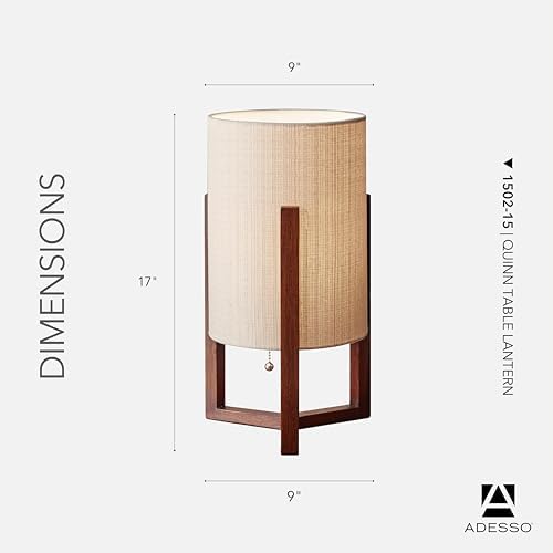 Adesso Table Lamp, Walnut Birch Wood & Natural Linen Shade, 23.75” - Image 6