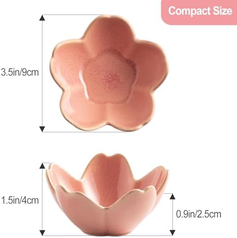 Samchilderlan Pink Flower Ring Dish Ceramic Jewelry Tray Small Trinket Dish - Image 3