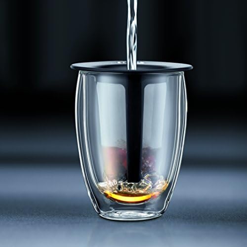 Bodum 12oz Tea Strainer w/Lid, Double Wall, High-Heat Borosilicate Glass, Black (Pack of 4) - Image 4