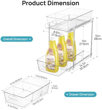 Vtopmart 2 Pack Larger Higher Pull Out Under Sink Organizer (M-Higher) - Image 2
