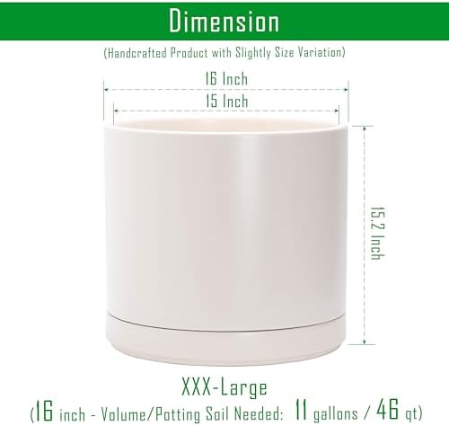 D'vine Dev 16 Inch Ceramic Planter Pot, Oatmeal, 94-O-H-8 - Image 3