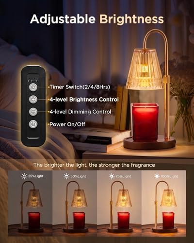 Candle Warmer Lamp with Timer Dimmer, Flameless Candle Warmer for Jar Candles, Height Adjustable Wax Warmer, House Warming Gifts New Home Decor, Birthday Gifts for Women (2 Bulbs Included) - Image 4