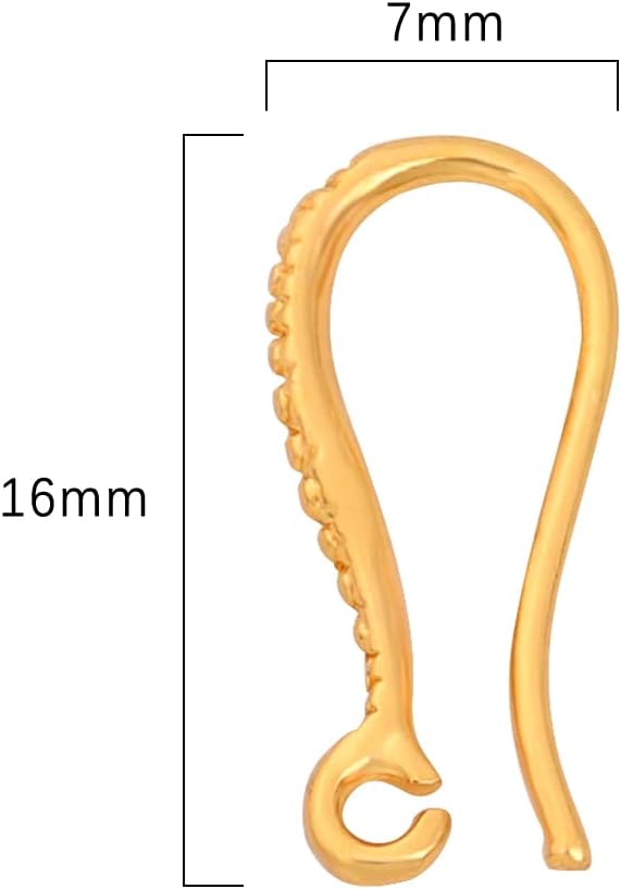18K Gold Plated Earring Hooks 7x16mm 20pcs for Jewelry Making Findings