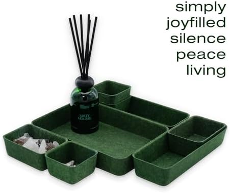 Welaxy Desk drawer organizer bins shallow trays felt storage desktop box for jewelry watches office supplies makeup small key holder minimalism 8-piece (Forest Green) - Image 6