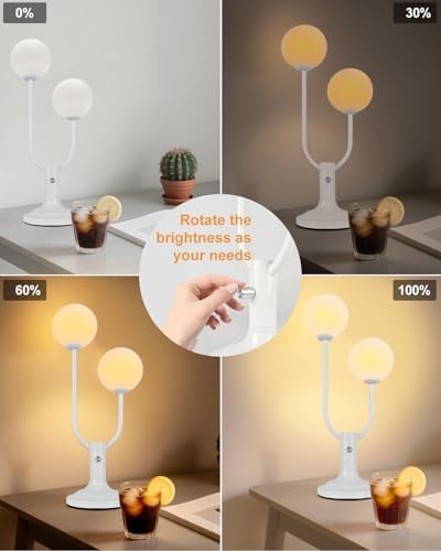 Lightdot Globe Table Lamp Mid Century Modern White Small Desk Lamp - Image 3