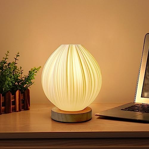 Lotus Small Table Lamp, Vintage Pleated Night Light for Bedside & Decor by Zenply