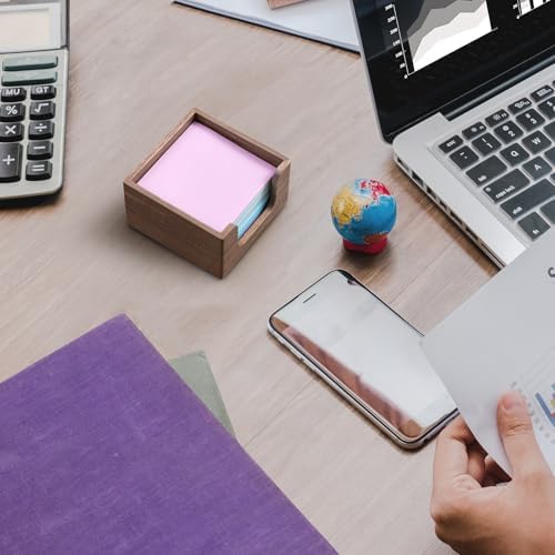 Bivvclaz Acacia Wood Sticky Note Holder, 3 x 3 Inch Post It Note Dispenser for Office Desk Accessories, Self Stick Note Pad Holder, Memo Pad Holder Dispenser Organizer for School Office Desk Supplies - Image 5