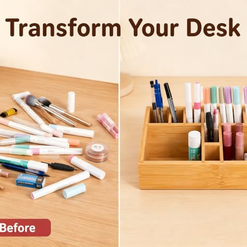 2 Pack Small Bamboo Art Supply Organizer - Image 5